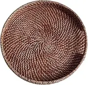 JISADER Round Rattan Serving Tray Round Serving Tray Multipurpose Home Decor Wicker Platter Rattan Storage Basket for Bread Fruit, M