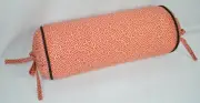 Corded Bolster Pillow made w Ralph Lauren Villa Camelia Fretwork Orange Fabric