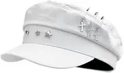 ESOMAVRIX Retro Women's Star Beret Hat - Versatile Navy Octagonal Cap for Stylish Look/233
