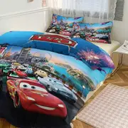 Bed Sheets g369 Cars Lightning McQueen Print Bedding Set Pattern Duvet Cove Set 3 Pieces 1 Quilt Cover And 2 Pillowcases for Women Men Teens tq369 Be