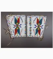 Old American Style Handmade Sioux Horse Beaded Cuffs Leather Fringes FHC15