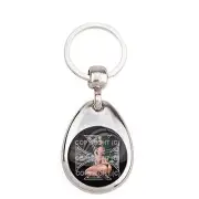 Premium Teardrop Chrome Die Cast Metal Keychain Ring Fob PIN UP GIRL SKULL CROSS