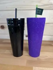 Starbucks Halloween Splatter Purple Tumbler Glow In The Dark & Black Drip Slime