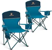 [HIGH POINT SPORTS] 2 Pack Portable Camping Chair for Adults, Folding Outdoor Camp Chair Lightweight Lawn Chairs Folding Collapsible Chair for Camping, Tailgates, Beach, Blue, Support 225lbs