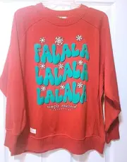 Simply Southern Red/Green Christmas Sweatshirt Falalala Small NWT Raised Letters