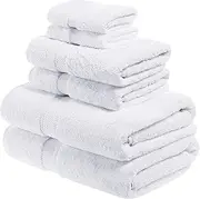 [Superior] 900 GSM Luxury Bathroom 6-Piece Towel Set, Made of 100% Premium Long-Staple Combed Cotton, 2 Hotel & Spa Quality Washcloths, 2 Hand Towels, and 2 Bath Towels - White