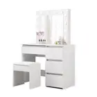 Levede Dressing Table Vanity Set Makeup Mirror Stool Desk Drawers Dresser LED