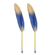 2 Pcs 10 Inch Feather Ballpoint Pen Vintage Quill Pen, Dark Blue