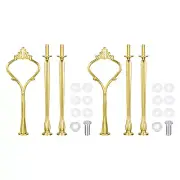 2 Set Cake Tray Stand Handle Plate Hardware Fitting, 3-Tiers Crown Gold
