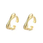 2Pcs 925 Silver Gold Plated Geometric Cuff Earrings No Piercing Clip On I106