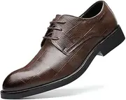 ZJSCNBE Breathable Men's Shoes Black Fashionable Shoes Casual Business Formal Leather Shoes Men's Pointed Toe Increased Plus Size(Brown,40)