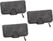 [Holibanna] 3pcs Handbag Long Wallet Snap Closure Zipped Pouch for Coins Bills Portable for School Work (Grey)