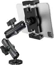 Keuvirya Aluminum Heavy Duty Tablet Mount Car Holder Dashboard for Truck/Vehicle/Desk/Wall, 360° Adjustable Dual Arm iPad Stand Holder Mount for 4.7"-12.9" iPad Pro/Air/Mini/Samsung Galaxy Tab