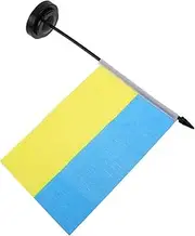 OHPHCALL Solid Pole Top Mini Flags Ukrainian Desk Flag Exquisite Design Polyester Material for Display