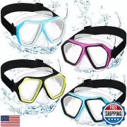 Fabbay 4 Pcs Adult Elastic Strap Swim Goggles with Nose Cover Snorkel Diving