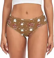 [RPLIFE] Cute Snowman Gingerbread Cookies Brown Womens Brief Underwear, Breathable Women Panties, Womens Briefs Underwear Stretch