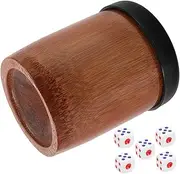 MOLUCKFU Tabletop Decor Dice Supplies: Bamboo Dice Shaker Cup 5 Dice Bar Shaker Cup Set for Entertainment