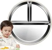 Stainless Steel Baby Plates with Suction,Kids Dinnerware Heat-Resistant Stainless Steel Dishes - Divided Serving Tray Portion Control Plate with Silicone Base for Home School