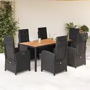 7 Piece Outdoors Furniture Sets with Table, Chairs, Poly Rattan Chair, Garden Lounge Set, Patio, & Outdoors