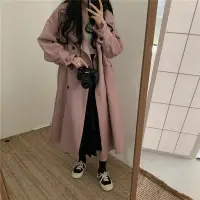 在飛比找Yahoo!奇摩拍賣優惠-CARDI 女裝 正韓 流 休閒女孩風衣 風衣 排釦 風衣外