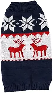 BESPORTBLE Festive Christmas Pet Dress Knitted Dog Cat Sweater Deer Pattern Winter Pet Clothes