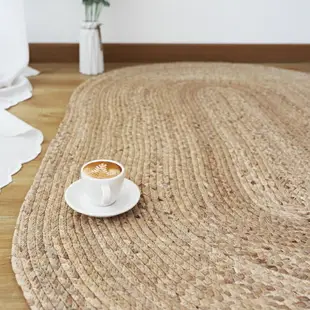 法式地墊北歐手工草編水蘆葦地毯橢圓形客廳茶幾臥室