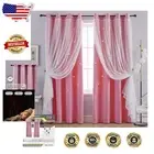Whimsical Pink Blackout Curtains with Star Cut-Outs - 52" W x 63" L, 2 Panels