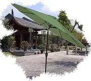 SKSPGPKTACA Pool Umbrella 9ft Outdoor Table Umbrella Patio Umbrella, Large Garden Parasol with Push Button Tilt, Crank, 8 Ribs, Market Umbrella for Backyard Deck Garden(Apple Green)