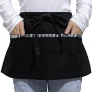 Waitress Apron with 3 Pockets, 100% Cotton Server Apron, Black Waist Apron, W...