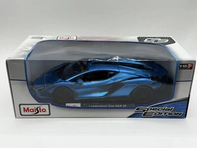 Maisto Lamborghini Sian FKP 37 Metallic Blue Special Edition 1:18 Die-Cast NIB
