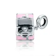 Silver plating Romantic Pink Box Marry Me Surprise Charm Pendant Fit Women Bracelet DIY Jewelry