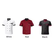 Unisex Chefs Uniform Short Sleeve Cooker Work Restaurant Kitchen Button Tops