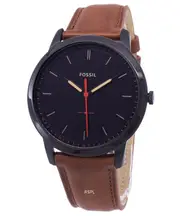 Fossil Minimalist 3H Quartz FS5305 Luminous Hands Leather Strap Black Dial Men's Watch