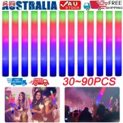 UP TO 90 LED Foam Sticks RGB Thunder Wand Glow Sticks Flashing Light Rave Party