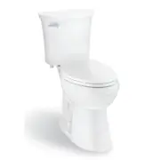 Glacier Bay Elongated Toilet Power Flush 2-Piece 1.28 GPF Slow-Close Seat White