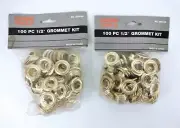 Cosmo Tools 100 Piece 1/2 Inch Brass Grommets 2 Pack 200 Total Eyelets Washers