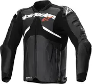 Alpinestars Atem V5 perforated Motorcycle Leather Jacket, black-white, Size 48 for Men Black White