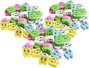 70Pcs Cute Cartoon Tooth Shaped Erasers for Kawaii Drawing Art Stationery Colorful Novelty School Supplies for Classroom Learning and Writing Activities