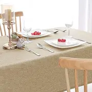 CASANEST Washable Jute Dining Table Cloth Cover 6-8 Seater Pack of 1 Heat Resistant for Kitchen Table/Wedding Party, 54 x 90 Inches (Natural Linen-88)