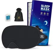 Mavogel Sleep Mask for Men Women,Upgraded Light Blocking Sleep Eye Mask,Soft and Comfortable Night Eye Mask,Night Blindfold for Travel/Sleeping/Shift Work, Includes Travel Pouch,Black