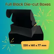Full Black Mailing Box 220 x 160 x 77mm Die Cut Shipping Packing Cardboard BX1