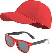 [MK MATT KEELY] Baseball Cap Boys Girls Sunglasses Children 3-10 Years Set of 2 Cotton Snapback Cap Summer Sun Protection Accessories, red, Einheitsgröße