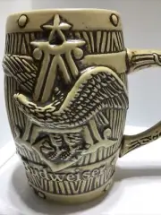 BUDWEISER BEER STEIN. EMBOSSED SCULPTURE 3D MUG STEIN. Art Deco Print Mug. B207