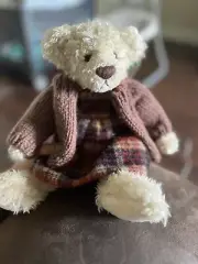 Russ Berrie Briva Teddy Bear 11” Plush Sweater Dress