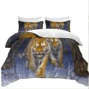 Cool Animal Art Two Tigers in the Siberian Forest Quilt Cover