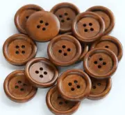 GANSSIA 100PCS 1 Inch 25mm Brown Color Wooden Buttons DIY Crafts Button Sewin...