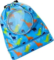 LIGIGWASH Cartoon Drawstring Backpack for Separate Swimming Bag for Beach Pool Gym Outdoor Activities Portable Dual Compartment Design