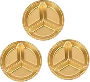 Mobestech 3Pcs Stainless Steel Seasoning Dishes Gold Condiment Saucer for Sauces Spices Appetizers for Home Kitchen BBQ and Parties