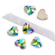 Crystal Heart Flatback Rhinestones - Sew On Decors AB Color Loose Rhinestones