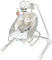 Ingenuity InLighten Soothing Swing & Rocker - Vibrating Swivel Infant Seat, Soothing Sounds, Lights - Nate